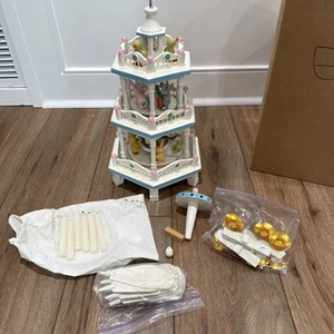 Easter Go Round 3 Tier 6 Candle Wood Rotating Carousel Windmill Lillian Vernon? - Picture 1 of 19
