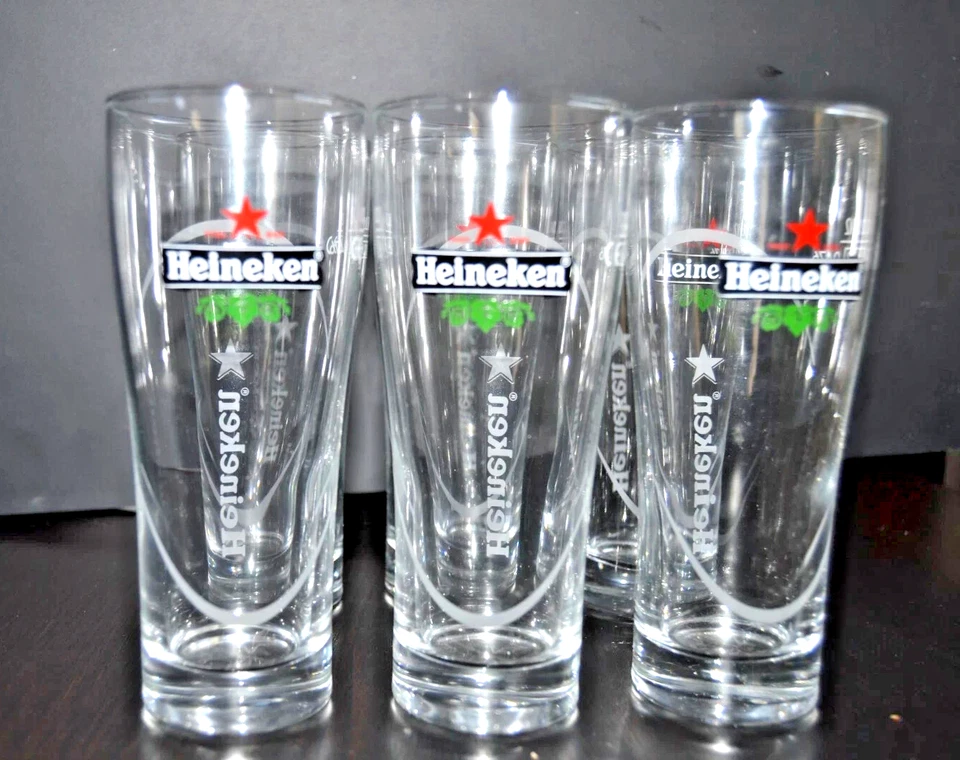 Set composto da 6 eleganti BicchierI da birra Vintage HEINEKEN 0.20 mai usati - Immagine 1 di 1