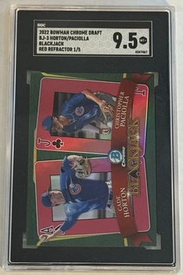 2022 Bowman Chrome Draft Cade Horton / Paciolla Blackjack Red 1/5 SGC 9.5 - Image 1 of 2