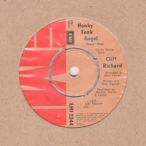 Cliff Richard "Honky Tonk Angel/Wouldn't You Know It" EMI 1975 7" - Picture 1 of 2
