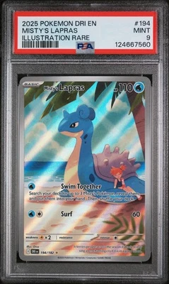 2025 POKEMON DRI EN-DESTINED RIVALS ILLUSTRATION RARE #194 MISTY'S LAPRAS PSA 9 - Image 1 of 2