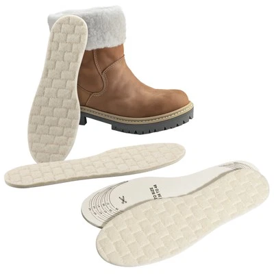 JEMIDI 2 Paar Woll Einlegesohlen Thermo Einlagen - Fellsohle 100% Wolle - Größe 36-45