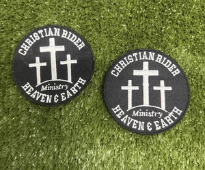 Christian Rider Ministry “Heaven & Earth” Motorcycle Patches • Bundle Of 2 • 3” - Picture 1 of 3