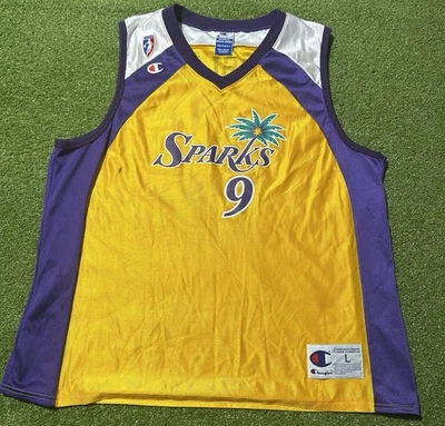 Camiseta deportiva vintage campeona Los Angeles Sparks Lisa Leslie #9 para mujer grande WNBA Foto 1 de 4