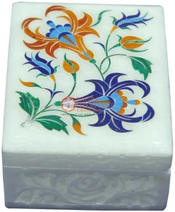 Marble Jewelry Box Handicraft Inlay Floral Art Columbus Day Gift for Her E1985 - Picture 1 of 7