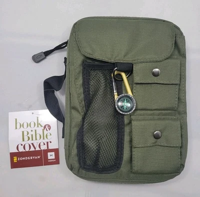 Bible Cover Book Cover Compass Canvas Olive Green Medium Zondervan NWT - image 1 of 4
