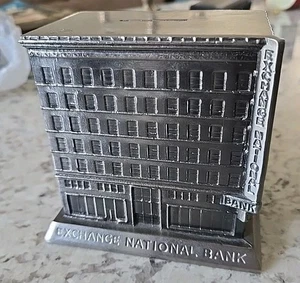 Banco de monedas de recuerdo vintage 1974 Exchange National Bank Colorado Springs banco sin llave  - Imagen 1 de 6