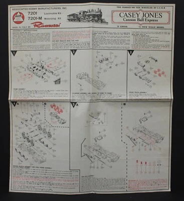 Rivarossi 7201 7201-M O Scale Casey Jones 10 Wheeler Locomotive Kit Instructions - Image 1 of 2