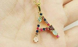 lettere a Ciondoli ciondolo Charms Pendenti pietre colorate strass per collane - Foto 1 di 24