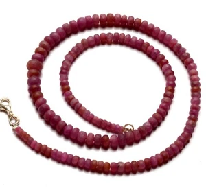 Natural Ruby Gemstone 4 to 8 mm Size Matte Finish Rondelle Beads 20.5" Necklace - Picture 1 of 6