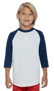 Soffe Youth Teens Baseball Softball Jersey Raglan 3/4 Sleeves T-Shirt Sports - Picture 1 of 21