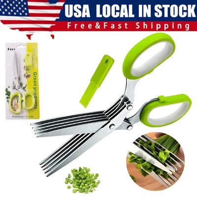 Stainless Steel 5 Blade Professional Shredding Scissors Sharp Herb Kitchen Tool - Image 1 of 4
