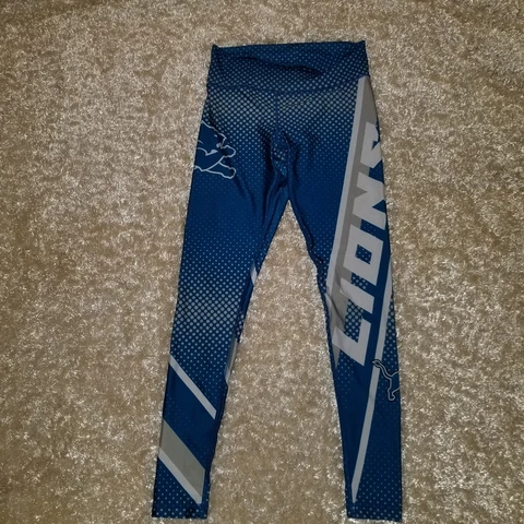 Detroit Lions NFL Legging Pants Womens Small Blue Compression Spandex Cover