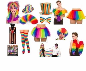 RAINBOW Gay Pride LGBT World Festival Party Carnival Feather Wings Fancy Dress - Picture 1 of 16