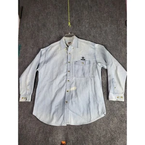 VTG Lee Sport Dallas Cowboys Denim Shirt Embroidered Logo Button Up Men Sz Large - Picture 1 of 10