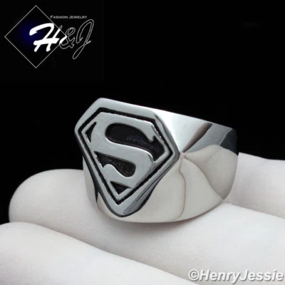 MEN Stainless Steel Silver/Black Plated Superman Ring Size 8-13*R121 - Image 1 of 3