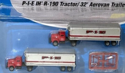 RTR CMW Mini Metals P-I-E I H R-190 2 TractorS w/2 32' Aerovan TRAILERS BUILT - Image 1 of 4