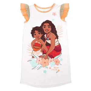 New Disney's Girls Moana 2 Big Sis Little Sis Fantasy Nightgown 4 6 8 - Picture 1 of 2
