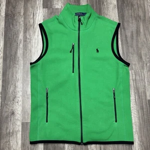 Polo Ralph Lauren Vest Mens Small Green Performance Fleece Full Zip Pockets Pony - Picture 1 of 8