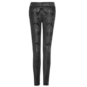 Punk Rave Gothic Goth Okkult Hose Stoffhose - Black Damask Brokat - Bild 1 von 54