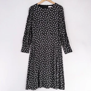 Vestido LOFT Talla 8 Verde Blanco Estampado Floral Midi Frontal Abertura Cottagecore Bloomcore - Imagen 1 de 8