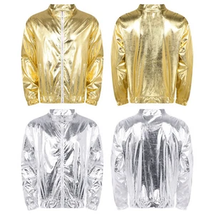 Mens Sweatshirt Fashion Jacket Zipper Outwear Long Sleeve Tops Shiny Dailywear - Picture 1 of 28