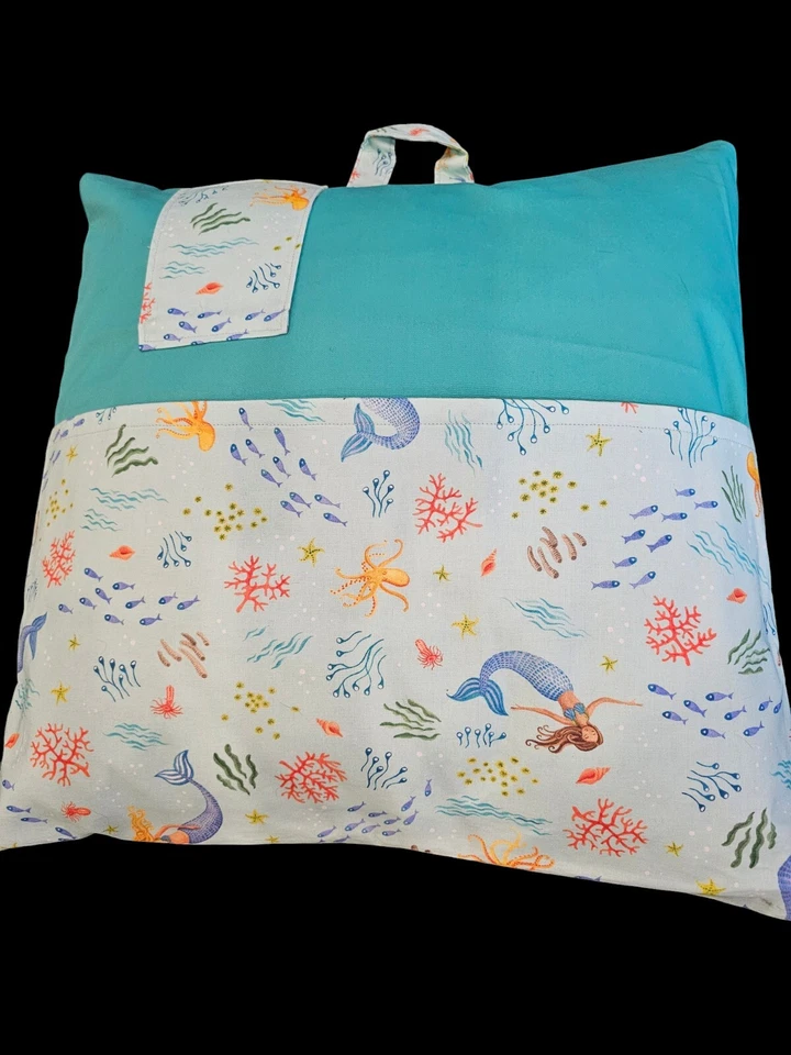 Almohada de lectura de bolsillo tema sirena, 2 bolsillos.  Solo farsa. Hecho a mano Foto 1 de 4