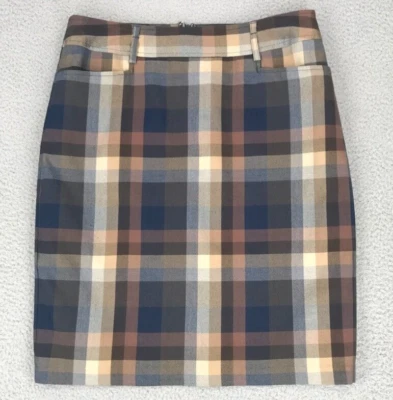 Falda lápiz Roz Ali talla 10 bolsillos de carrera forrada a cuadros Foto 1 de 4