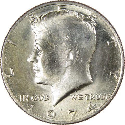 1974 Kennedy Half Dollar BU Uncirculated Mint State 50c US Coin Collectible Cover