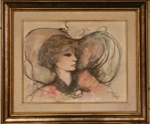 Bruno Emiro Callegari (1944-2006) Quadro Dipinto Olio su Tela Ritratto Femminile - Foto 1 di 6