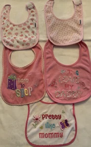 Baby Lot 5 Bibs Girs pink bundle gerber & A.D.sutton &first impressions - Picture 1 of 5