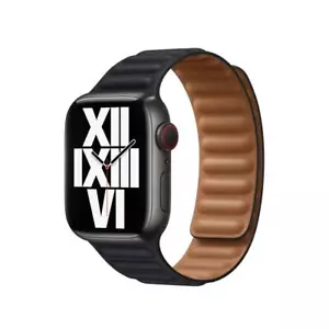 Genuine Apple Watch Leather Link Strap Band 44mm/45mm/46mm - M/L - Midnight - Picture 1 of 7