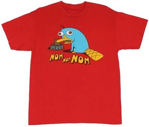 Phineas and Ferb (Disney Toon) Mens T-Shirt - Nom Nom Weird Perry Image at - Picture 1 of 1