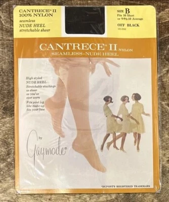 Vintage Gaymode Cantrece II Nylon Garter Stockings Seamless Off Black Size B - Image 1 of 4