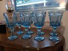 8 Claret? Blue Wine Water Glass Goblet Fostoria? Virginia? Pattern Light Blue 7"