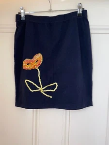 united colours of benetton Blue Embroidered Mini Skirt Size M - Picture 1 of 4