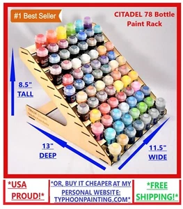 78 BOTTLE CITADEL PAINT RACK USA TYPHOON © HOBBY MINIATURE STORAGE WOODEN - Picture 1 of 11