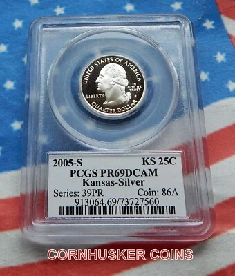 2003-S KANSAS  SILVER WASHINGTON QUARTER PCGS PR69DCAM ~ DEEP MIRROR SURFACE - Image 1 of 2