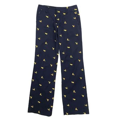 Lilly Pulitzer Navy Blue Yellow Wasp Embroidered Main Line Fit Pants Size 2 - Image 1 of 4