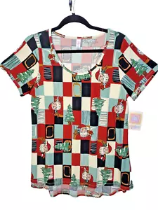 Neu mit Etikett Medium LuLaRoe klassisches T-Shirt Weihnachtsbäume Weihnachten ~ neuwertig M süß - Bild 1 von 5