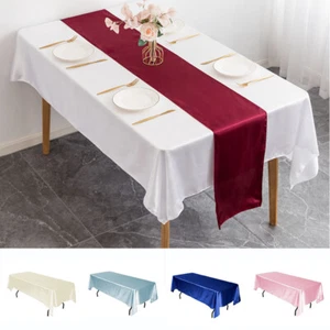 2Pcs Satin Tablecloth Decorative Table Cover for Dining Table Buffet Party Xmas - Picture 1 of 15