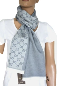GUCCI Bufanda Paño UNISEX con GG Patrón 40x180 cm Lana Azul NUEVO 344994 - Imagen 1 de 5