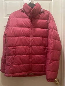 STEVE&BARRY'S Pink Hide-away Hood Double Down Feather Puffer Jacket WMS Med NWOT - Picture 1 of 10