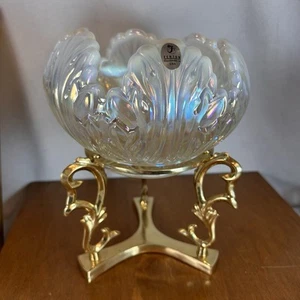 Vintage Fenton Empress Lotus French White Opalescent Bowl With Sticker Mint - Bild 1 von 15