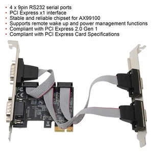 PCIE Expansion Card PCI Express X1 To Interface 4 RS232 Serial Ports Wide⊹ - Picture 1 of 12