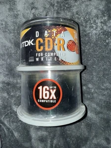 100 Pack TDK Data CD-R 16X 650MB 74 Min Shiny Blank Writeable Disks Sealed NOS - Picture 1 of 3