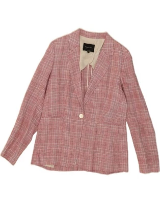 MASSIMO DUTTI Womens 1 Button Blazer Jacket EU 42 Large Pink Houndstooth UO11 - Image 1 of 3