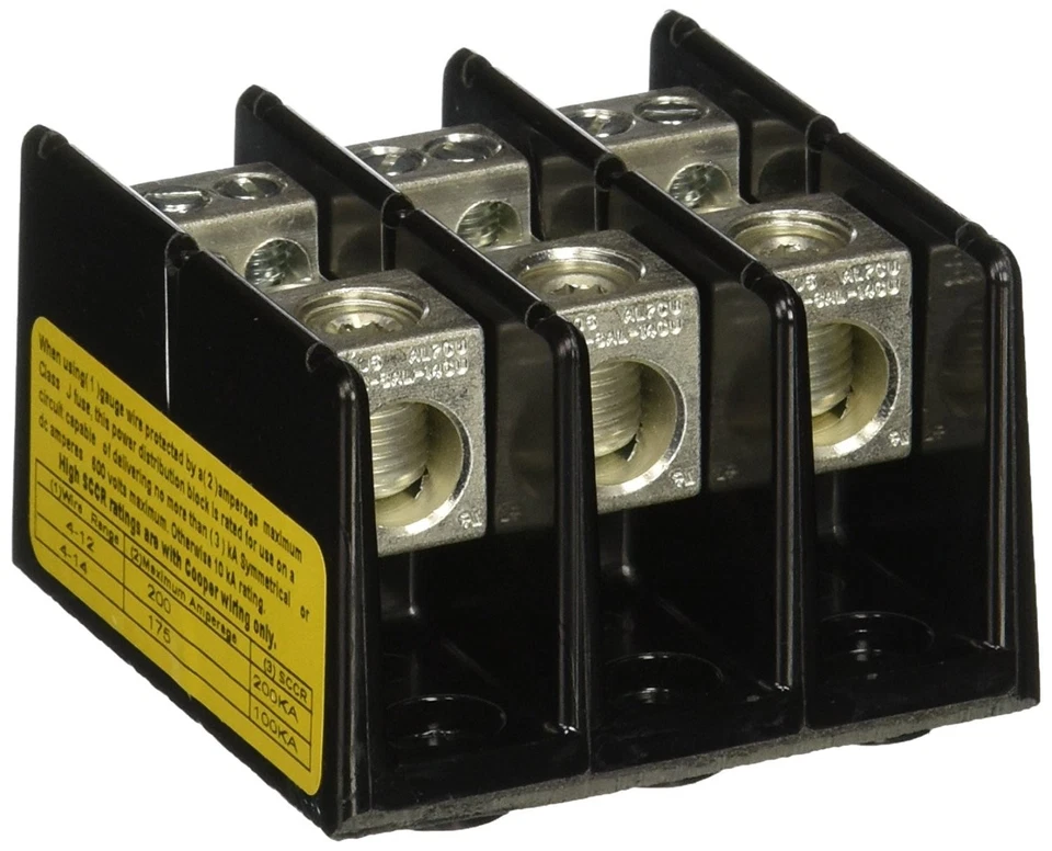 BUSS 16220-3 3P POLE POWER DISTRIBUTION BLOCK TERMINAL 600V-AC 175A AMP B346591 - Image 1 of 1