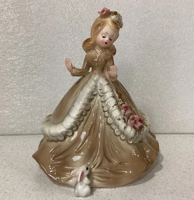 Joseph Originals Lady Brown Gown With White Rabbit 6” Figurine - Image 1 of 4