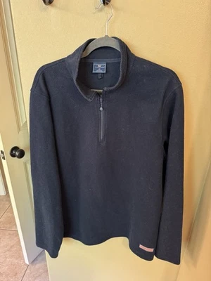Vineyard Vines Men's Quarter Half Zip Pullover Sweater Size L Navy Blue Fleece - Image 1 of 4